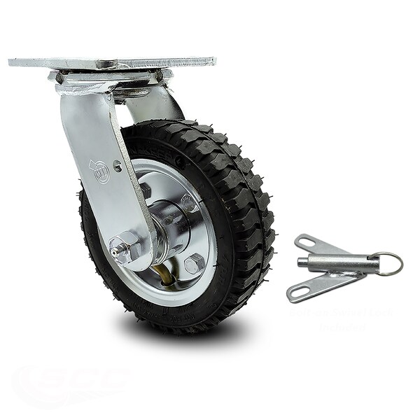 6 Inch Black Pneumatic Wheel Swivel Caster with Bolt Swivel Lock